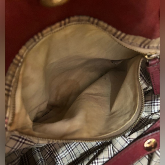 Burberry Blue Label Burgandy Soft Leather Tote Shoulder Bag - Picture 10 of 12
